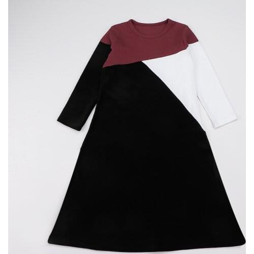 Girls nightgow long sleeves kids clothes velour ribbed winter casual girl dresses children clothing kids winter dress round neck