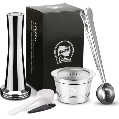 For Caffitaly Minipresso Ca Tchibo Aldi Refillable Coffee Filters Stainless Steel Reusable Coffee Capsule & Tamper Spoon