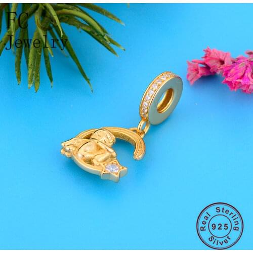 FC Jewelry Fits Brand Charm Bracelet 100% 925 Silver Gold Color Angel Meteor Shooting Star Zircon Pendant Beads Berloque 2020