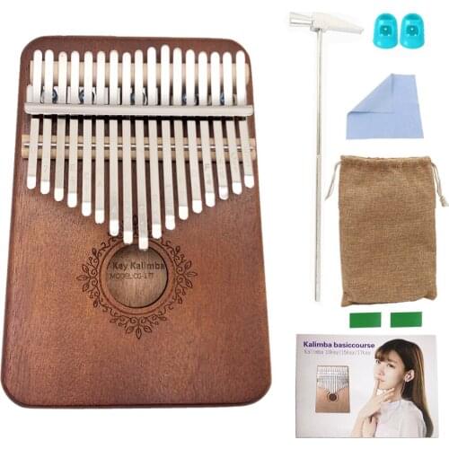 Mahogany Kalimba 17 Keys Thumb Piano Wooden Body With Bag Kalimba Stand Hammer Learning Book Musical Instrument For Beginner