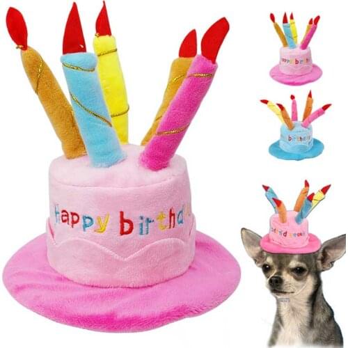 Cute Dog Birthday Hat with Cake Candle Hats Outdoor Caps Christmas Gift for Cat Teddy Poodle Kawaii Party Headwear Accessories