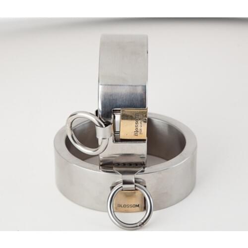 4cm High Stainless Steel Metal Ankle Lockable Cuffs for Men Slave Restraint Shackle Bondage Gear Adult Fantasy Sex Toy G25