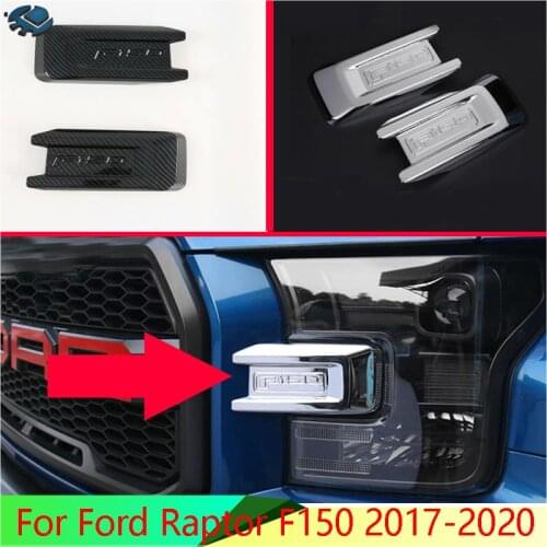 For Ford Raptor F150 2017-2020 Car Accessories ABS Chrome Headlamp lamp eyebrow trim molding
