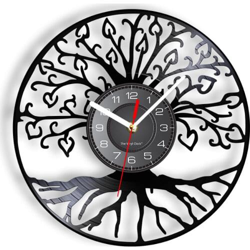 Tree of Life Retro Vinyl Record Wall Clock Living Room Kitchen Family Tree Retro Vinyl Longplay Wall Art Home Decor Wall Clock