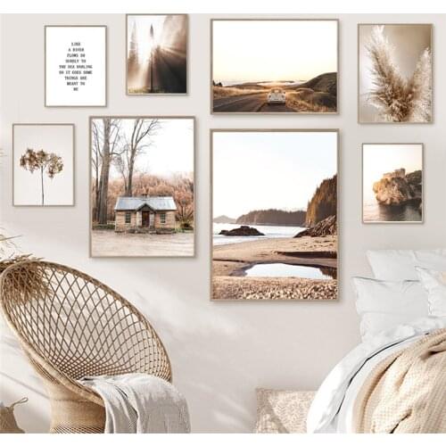 Beach Landscape Poster Wall Art Canvas Painting Seaside Picture Modern Home Decor Poster and Print for Living Room Wall Design