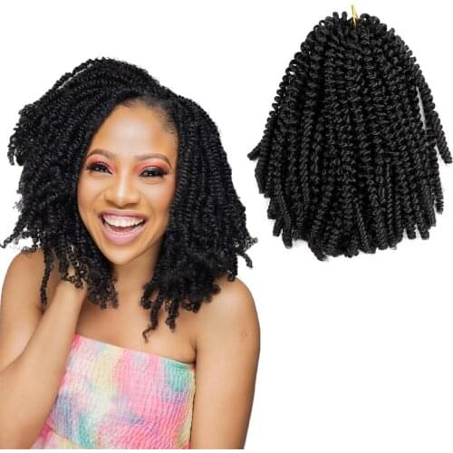 Natifah Ombre Hair Extensions Crochet Spring Twist 8 Inch 100g Crochet Braid Synthetic Braiding Hair Pre Stretched Passion Twist