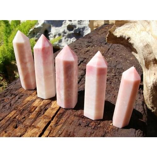 Natural Pink Opal Quartz Crystal Point Pink Aragonite Single Terminated Tower Chakra Healing Gemstone Home Decor