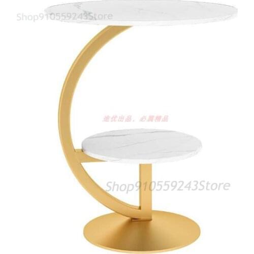 Nordic Wrought Iron Sofa Side Table Light Luxury Rock Board Corner Side Cabinet Mini Net Red Bedside Table Side Table Small Roun