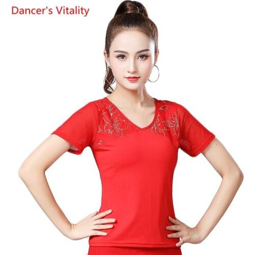 2021 New Ballroom Dance Costumes Tops Women Tango Waltz Dancewear Blouses Performance Latin Cha Cha Competition Top 4 Colors