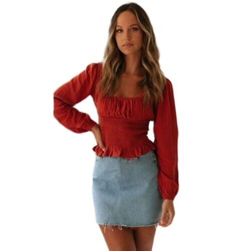 New arrival Womens Crop Top Long Sleeve Scoop Crew Neck Ladies T-Shirt Vest