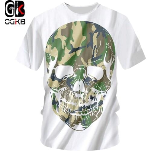 OGKB New Arrival Women/mens Cool Print Camouflage 3d Tshirt Skull T-shirt Unisex Short Sleeve Round Neck Casual Tee Shirts 7XL