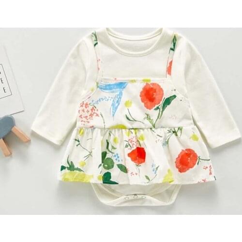 Autumn New Baby Girl Clothes Toddler Girls Princess Bodysuits One-piece Dress Flowers Long Sleeve Baby Jumpsuit Dress