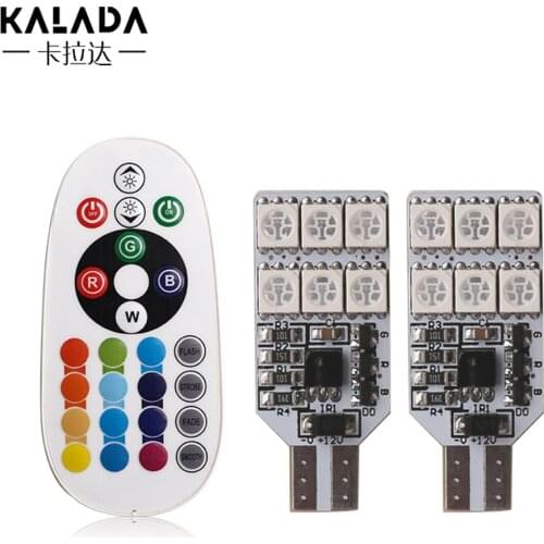T10 W5W 194 RGB 12SMD For Car Led Lamp Strobe Flash Dazzling Bulbs With Remote Control Auto Atmosphere Decorate Width Light 12V