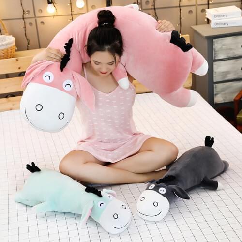 70-120cm Huge Size Cute Donkey Plush Toys Stuffed Animal Doll Soft Cartoon Bed Pillows Birthday Gift for Kids Children