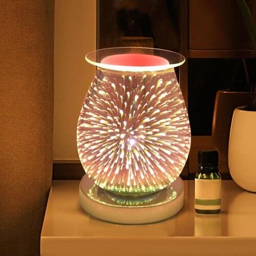 Wax Melt Warmer In 3D Glass - Beautiful Electric Plug in Oil Burners with Glass Dish on Top for Tart Melts& Spare Bulb