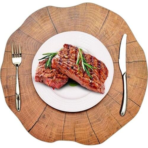 Wood Grain Placemat Dining Table Bowl Mat Coasters Waterproof Western Style Tea Cup Insulation Mat Indoor Table Decoration Pad