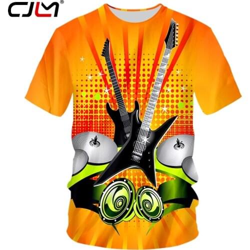 CJLM Casual Wear 3D Print Music Mens T-Shirt Rock Guitar Summer Happy Best Music Festival Round Neck T-Shirt T-Shirt Size 5XL