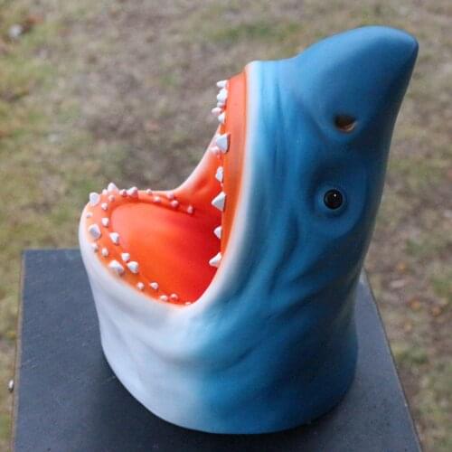 Garden Decorative Sculpture Resin Openmouthed Shark Shaped Statue for Outdoor Grassland Courtyard Park