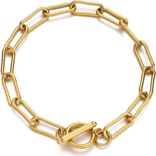 Statement Bracelet for Women Curb Cuban Link Chain Stainless Steel Womens Toggle Bracelets Chains Jewelry