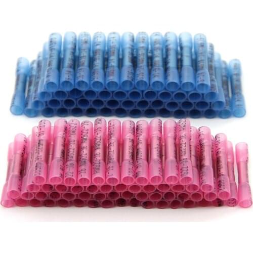 100PCS Electrical Wire Connector Crimp Terminal Waterproof Insulated Heat Shrink Sleeve Butt Splice Terminals22-18/16-14 AWG