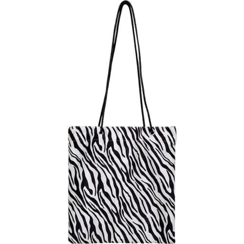 Women bag canvas Shoulder Bags Retro Zebra Print Pattern handbag 2021 larger capacity shopping Bags Female Causal Totes Purse