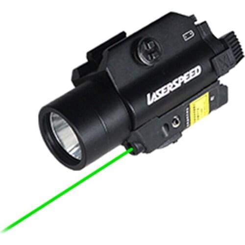 Tactical Flash Light and Green Laser Sight Combo with Rail Mounted Anti- Recoil Resistant for Handguns and Rifles Glock AR15
