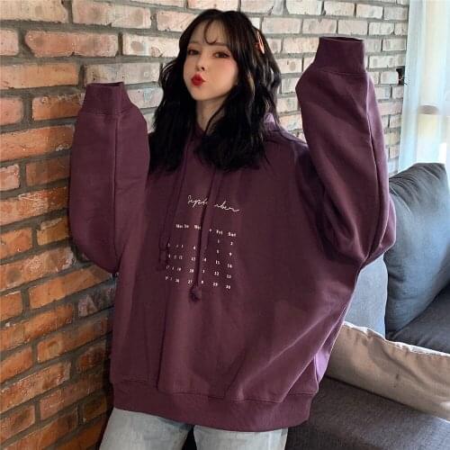 Oversized Hoodies Women Calendar Harajuku Warm Winter Loose Korean Style Thin Hoody Plus Size Womens Sweatshirt Sudaderas