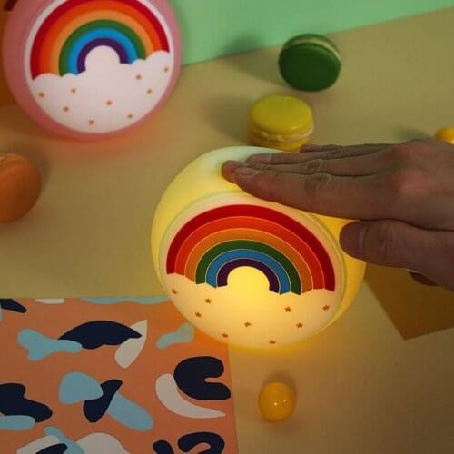 USB Night Light Rechargeable Dimmable Rainbow Silicone Pat Lamp Cartoon Bedroom Atmosphere Lights For Home Baby Lighting Decor
