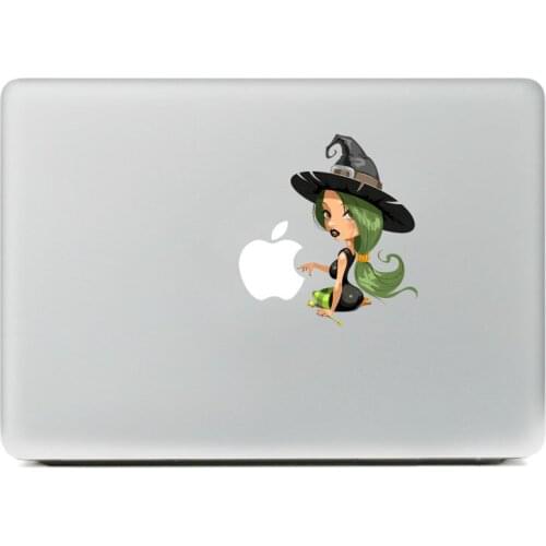 Cute green hair witch Vinyl Decal Sticker for DIY Macbook Pro / Air 11 13 15 Inch Laptop Case Cover Sticker