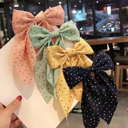 Fashion Ribbon Bow With Clips Elegant Double Layer Bowknot Chiffon Hairpins Barrettes Hair Clip For Women Girls Hair Accessories
