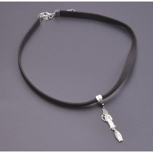 New Fashion Tibetan Silver Pendant Snake Necklace Choker Charm Black Leather Cord Factory Price Handmade Jewelry