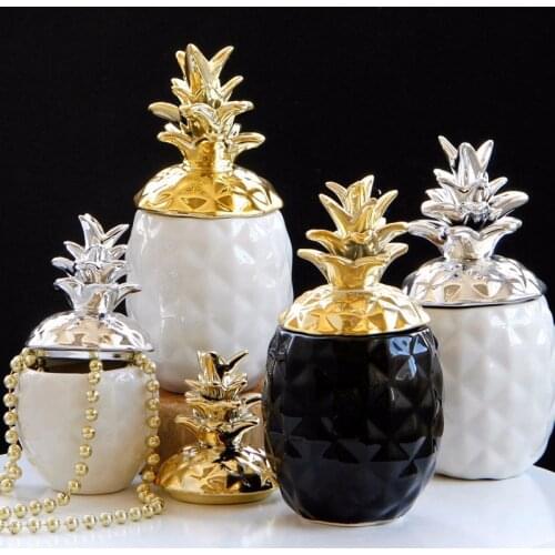 Golden Silver Ceramic Pineapple Pot Decoration Nordic Ins Furniture Decoration Storage Tank Table Decoration Crafts