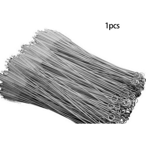 10Pcs/Set Stainless Steel Straw Brush Nylon Straw Cleaning Brush Fish Tank Pipe Brush Bottle Suction Tube Glass Tube Brush