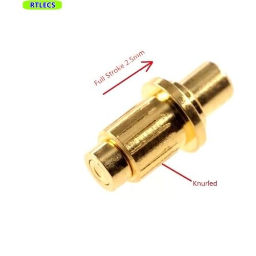2 Pcs Gold Plated 3u Stroke 2.5mm 5.5x10.6 mm Probe 20 Amps PogoPin Low Voltage 12V M3228 20A High Current Pogo Pin Connector