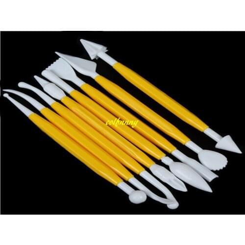 200sets/lot 8pcs/set Carving Knife Set Sculpting Polymer Plunger Cutter Fondant Cake Cupcake Cookie Pastry Chocolate Baking tool