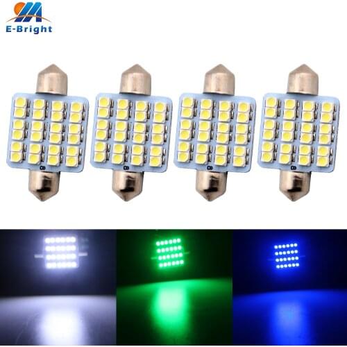 4pcs 31mm DC 12V 1210 1206 24 SMD LED Festoon Lamp Ceiling Light Auto Dome Bulbs Reading Pate number Lights White Red Blue Amber