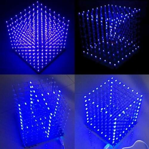 8x8x8 LED Cube 3D Light Square Blue LED Electronic DIY Kit