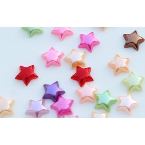 1200pcs star acrylic Kawaii pearlized star cabochon flatback random mix pendants Bead clips crafts kids pearly star