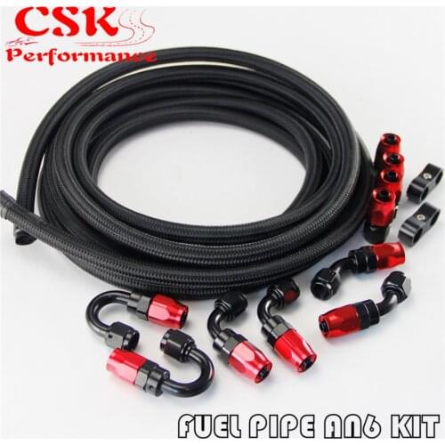 AN6 Steel /Nylon Braided Oil Line / Hose +Fitting Hose End Adaptor Kit