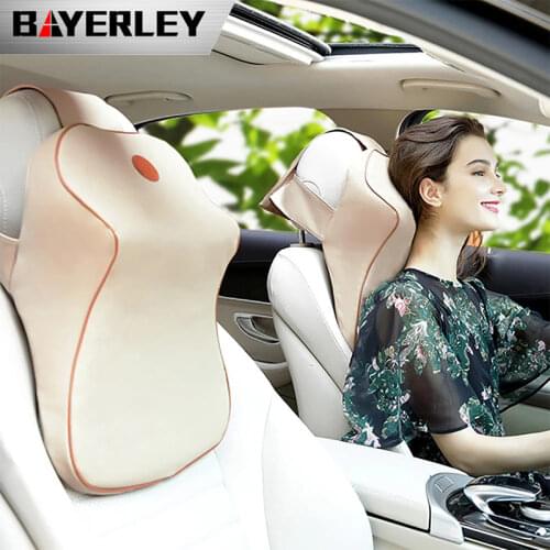 Car Pillow Memory Foam Leather Neck Pillow breathable Head Support Rest Seat Headrest Cushion Warm for Winter Car Accessories