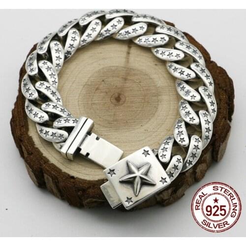 100% S925 sterling silver bracelet personality fashion classic punk youth jewelry star shape to send a gift of love 2018 hot