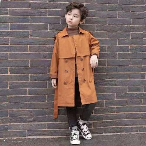 Childrens Clothing Boys Spring And Autumn New Windbreaker In The Big Boy Boy Handsome Long Coat Pure Cotton Western Coat