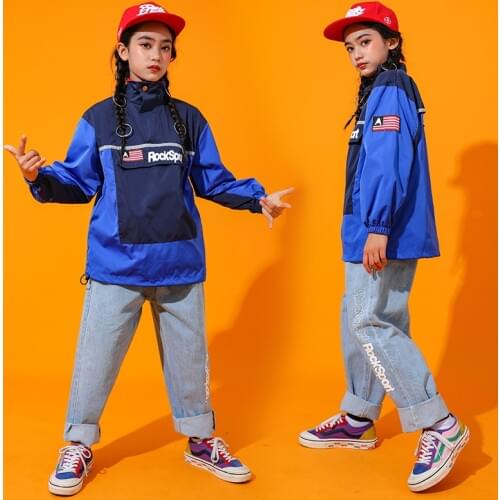 Kids Jazz Dance Costume Long Sleeve Hip Hop Street Dance Performance Clothing Girls Stage Rave Outfit Boys Practice Wear DC3509
