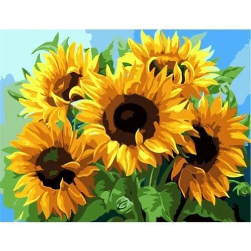 GATYZTORY Diy Oil Paint By Numbers Sunflower Framed On Canvas Modern Home Decoration Artcraft Handpainted Home Decor Artwork