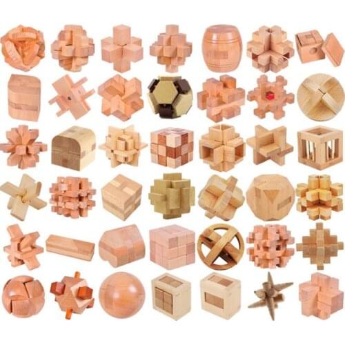 IQ Wooden Puzzle Brain Teasers Burr Interlocking Traditional Puzzles Game for Adults Children