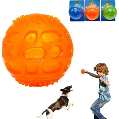 Dog Toy Ball Pet Squeak Ball Waterproof Sound Toys Rubber Teeth Clean Balls For Small Medium Large Dogs Pet Orange Blue GREEN