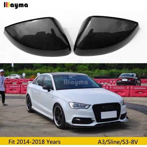 Carbon fiber Mirror cover For Audi A3 8V 2014 2015 2016 2017 2018 year New A3 Sline S3 Car rear mirror cap (replace)