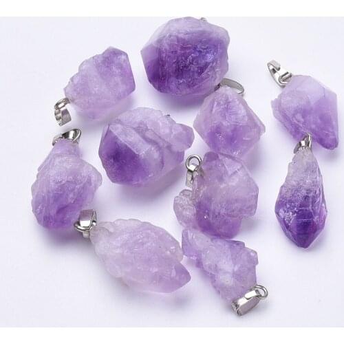 Healing Irregular Healing Stone Pendant Necklace Brazil Amethysts Crystal Random shaped Stones Reiki Fashion Mineral Jewelry