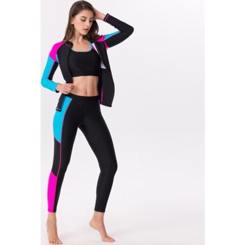 Summer Sport Set Women Swimwear 4 in 1 Set Surfing Snorkeling Swimsuit Beach Wear Lady Bathing Suit Solid Patchwork Yoga Set