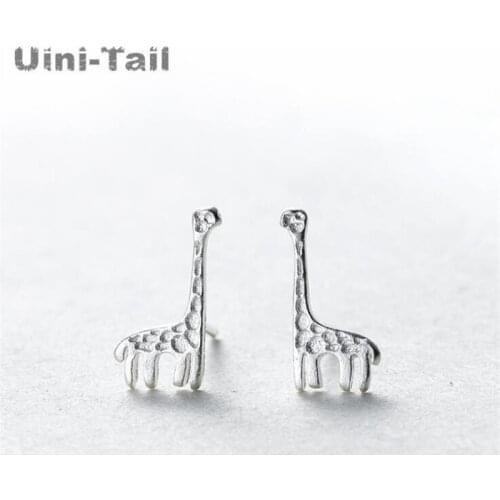 Uini-Tail hot new 925 sterling silver cute animal giraffe earrings Han simple sweet gift accessories anti-allergic women